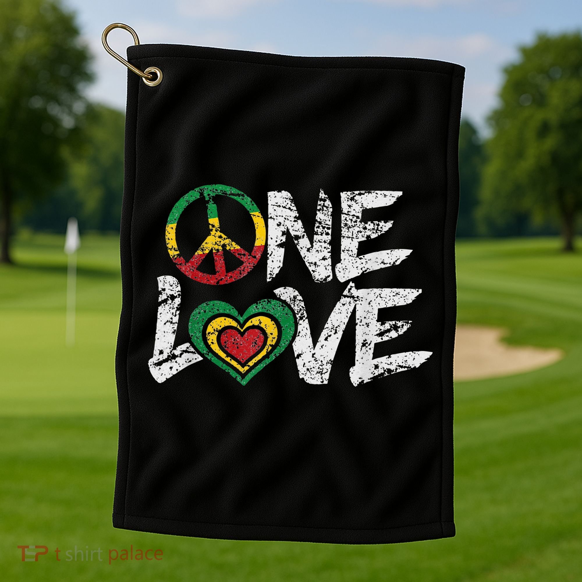 Jamaica Reggae Rasta One Love Gift Tee Golf Towel