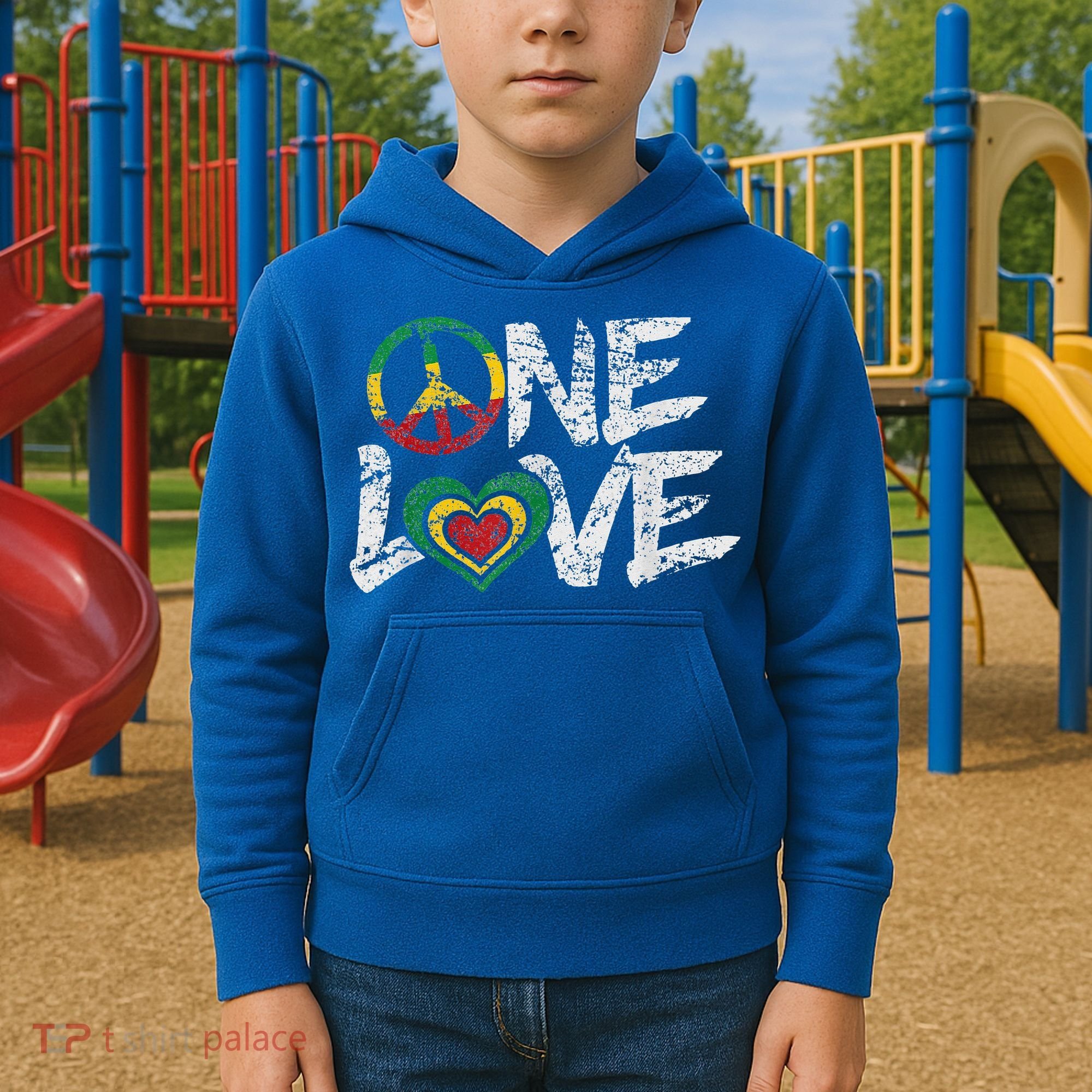 Jamaica Reggae Rasta One Love Gift Tee Kids Hoodie