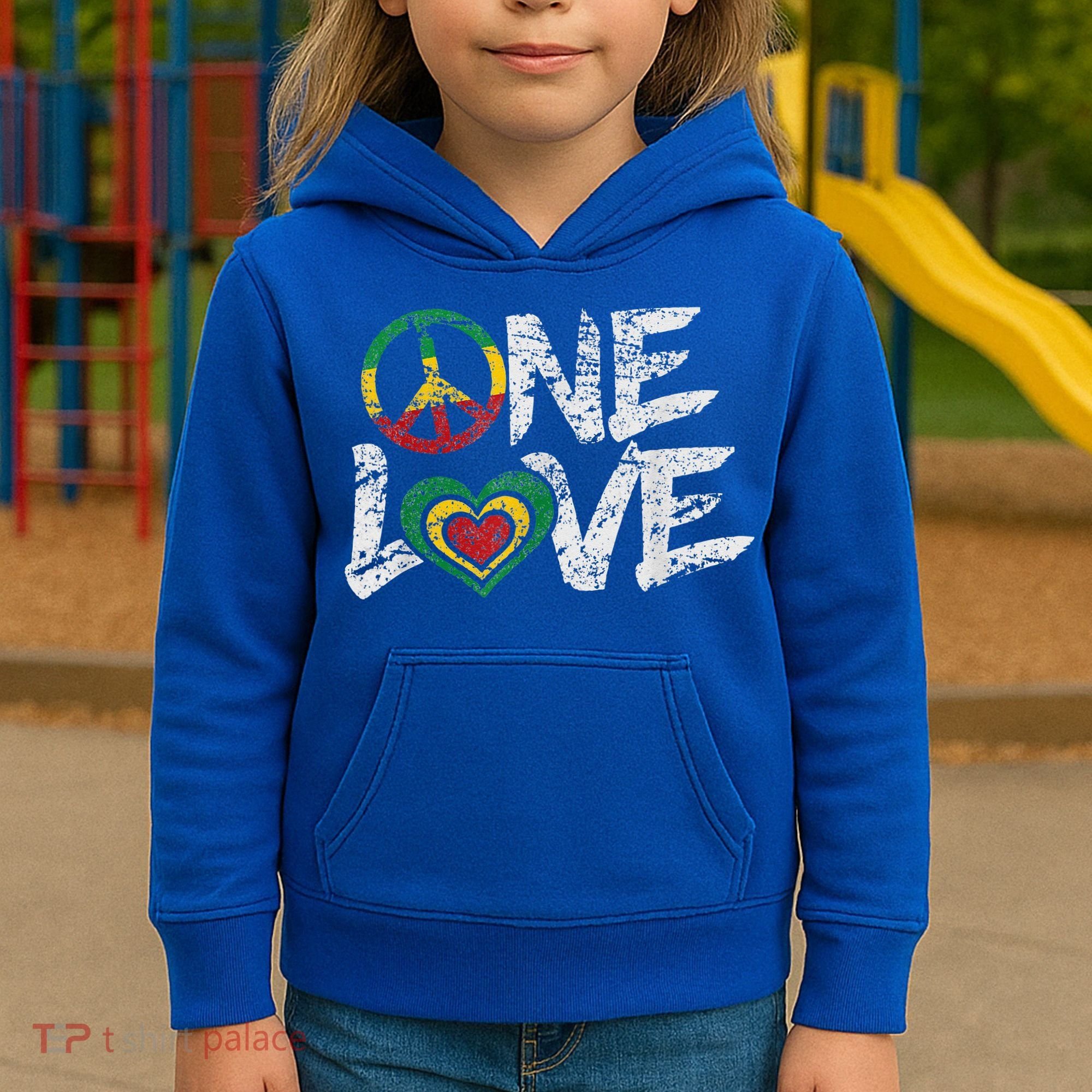 Jamaica Reggae Rasta One Love Gift Tee Kids Hoodie