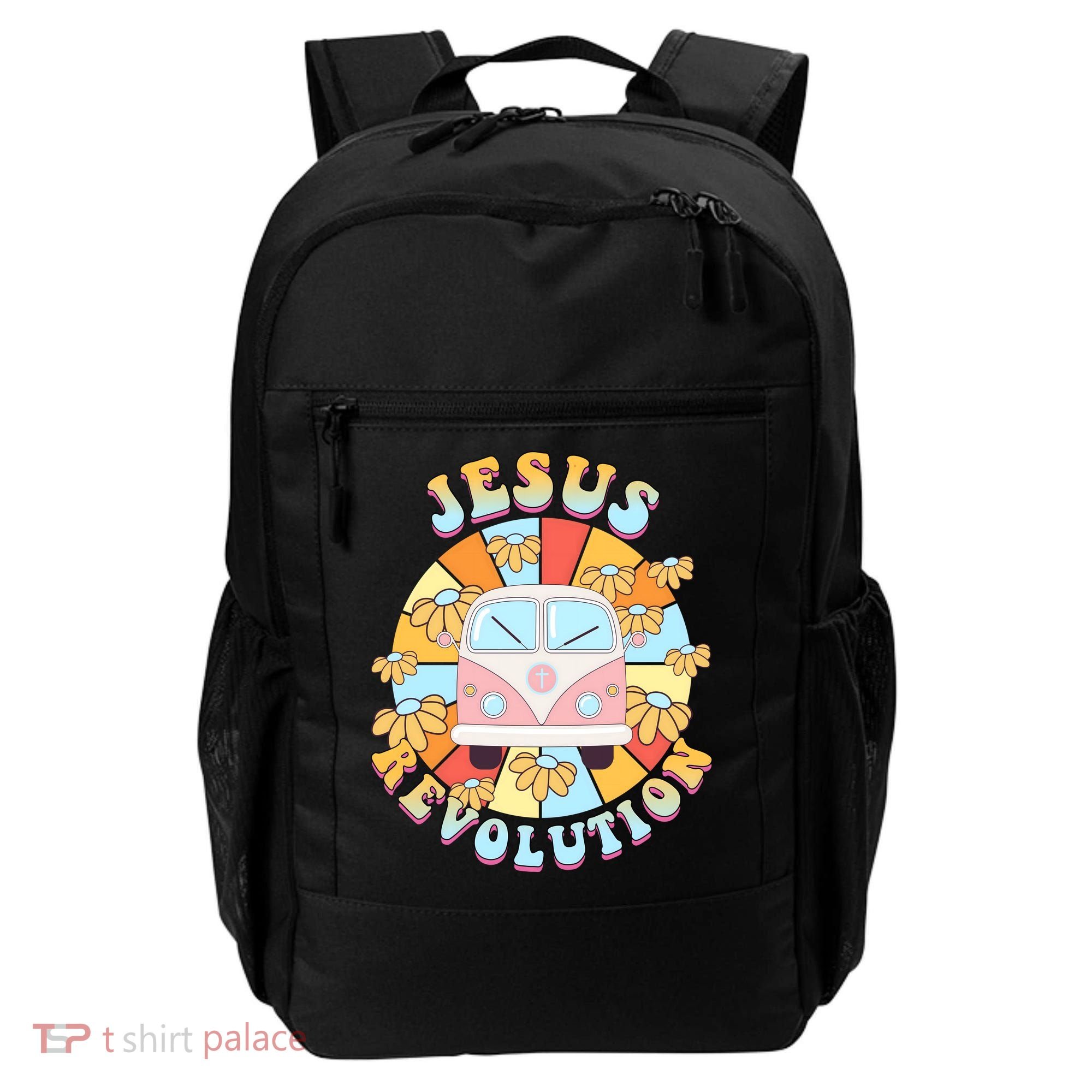 Jesus Revolution Retro Floral Hippie Backpack