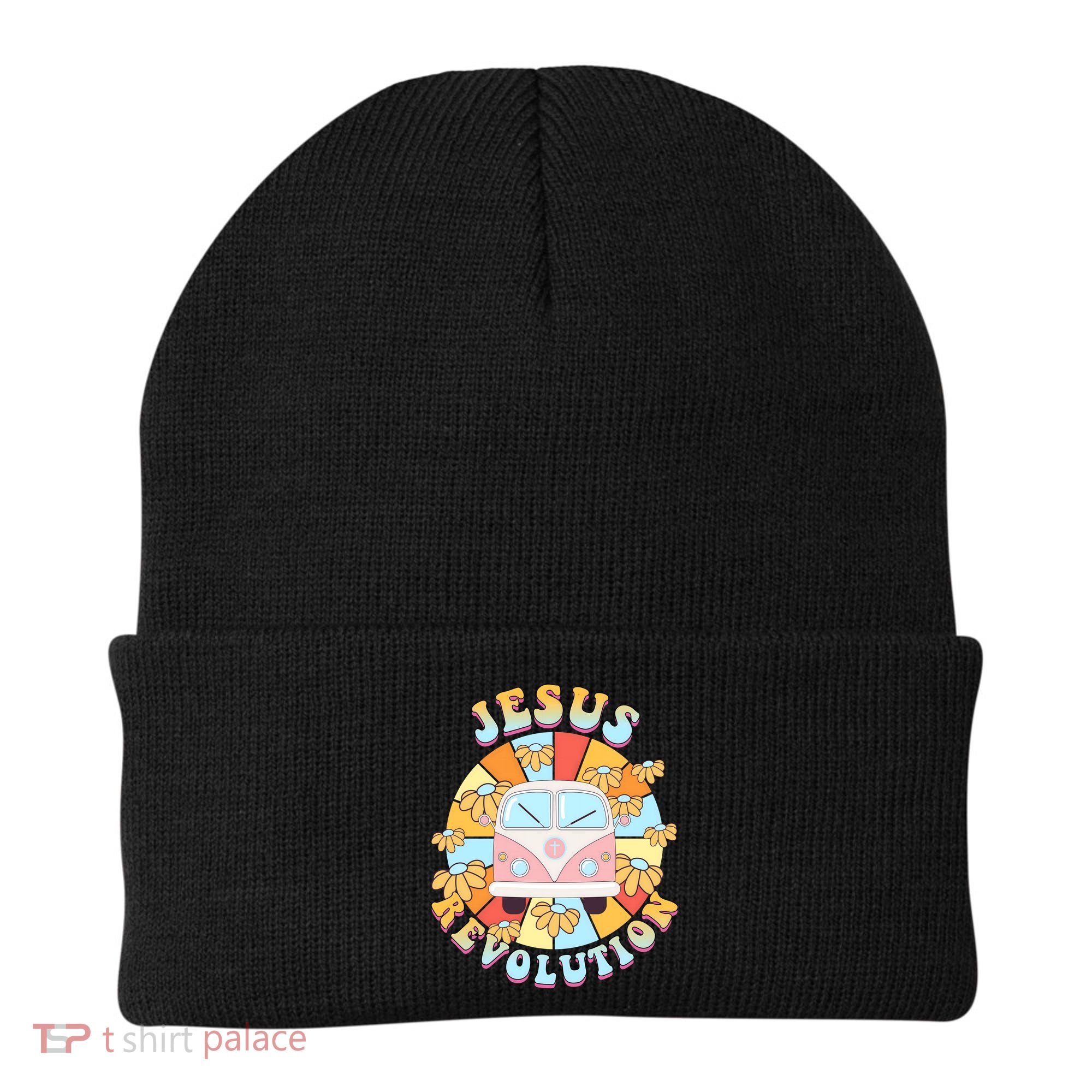 Jesus Revolution Retro Floral Hippie Beanie