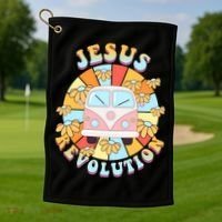 Jesus Revolution Retro Floral Hippie Golf Towel thumb 1