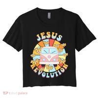 Jesus Revolution Retro Floral Hippie Women's Crop Top Tee thumb 0