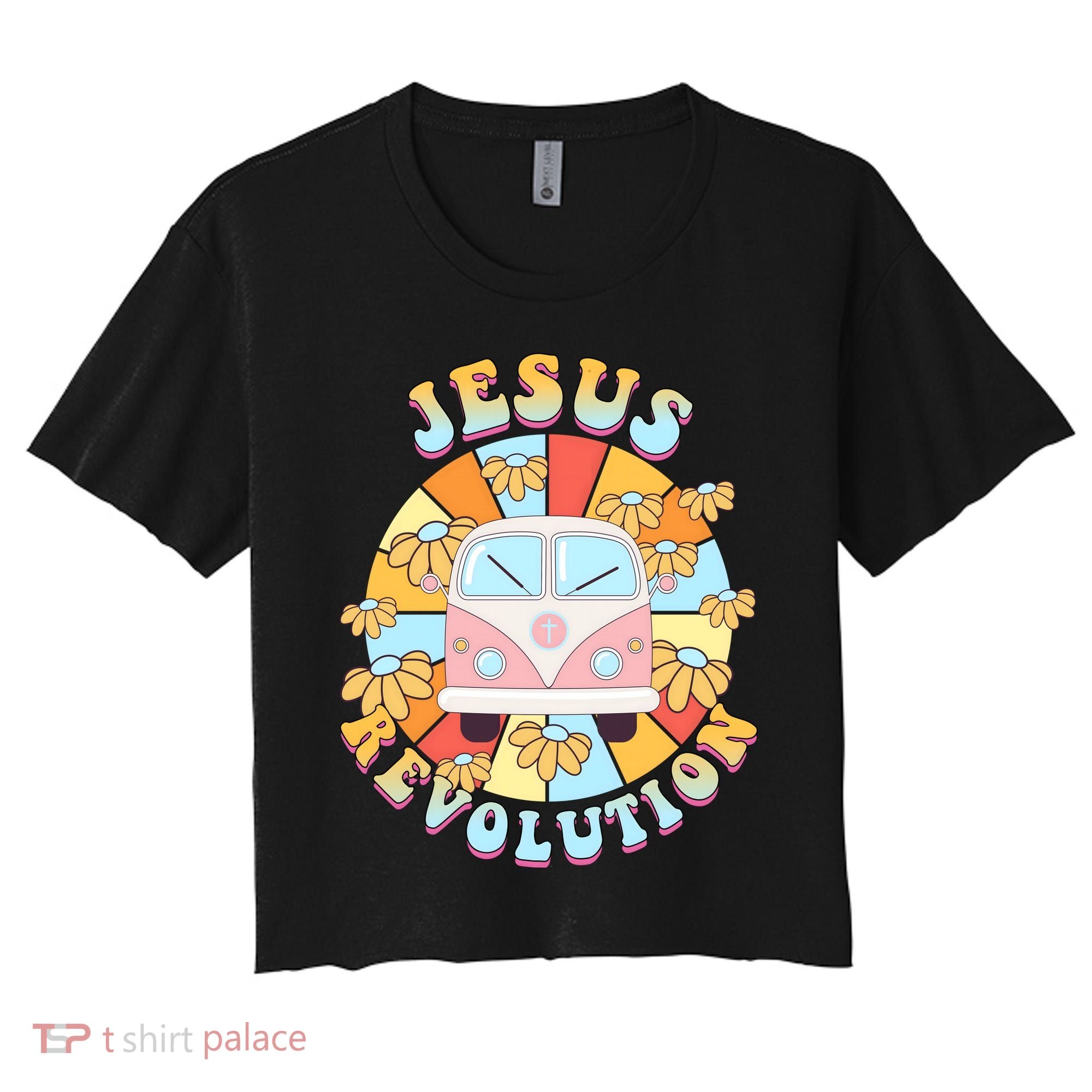 Jesus Revolution Retro Floral Hippie Women's Crop Top Tee