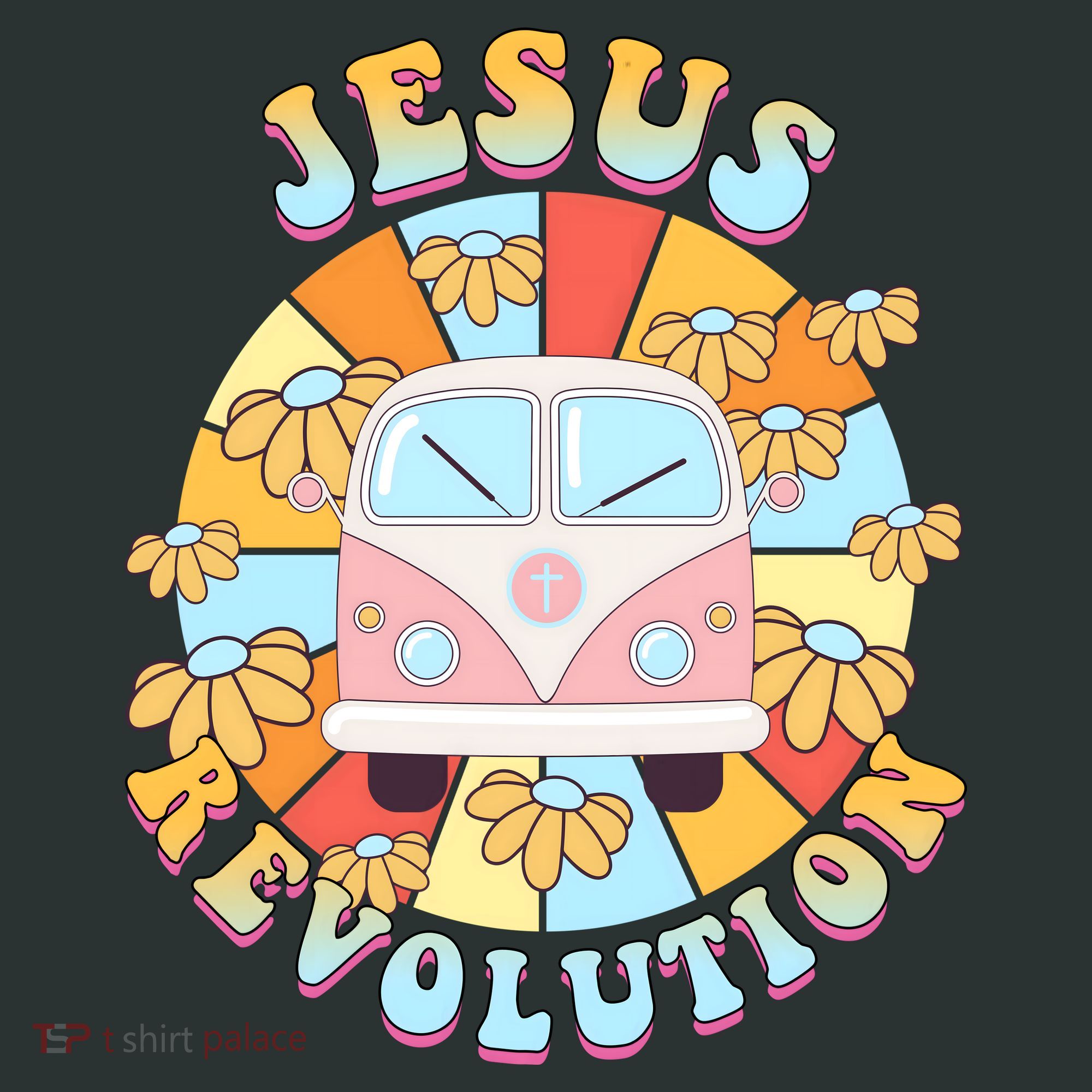 Jesus Revolution Retro Floral Hippie Coaster