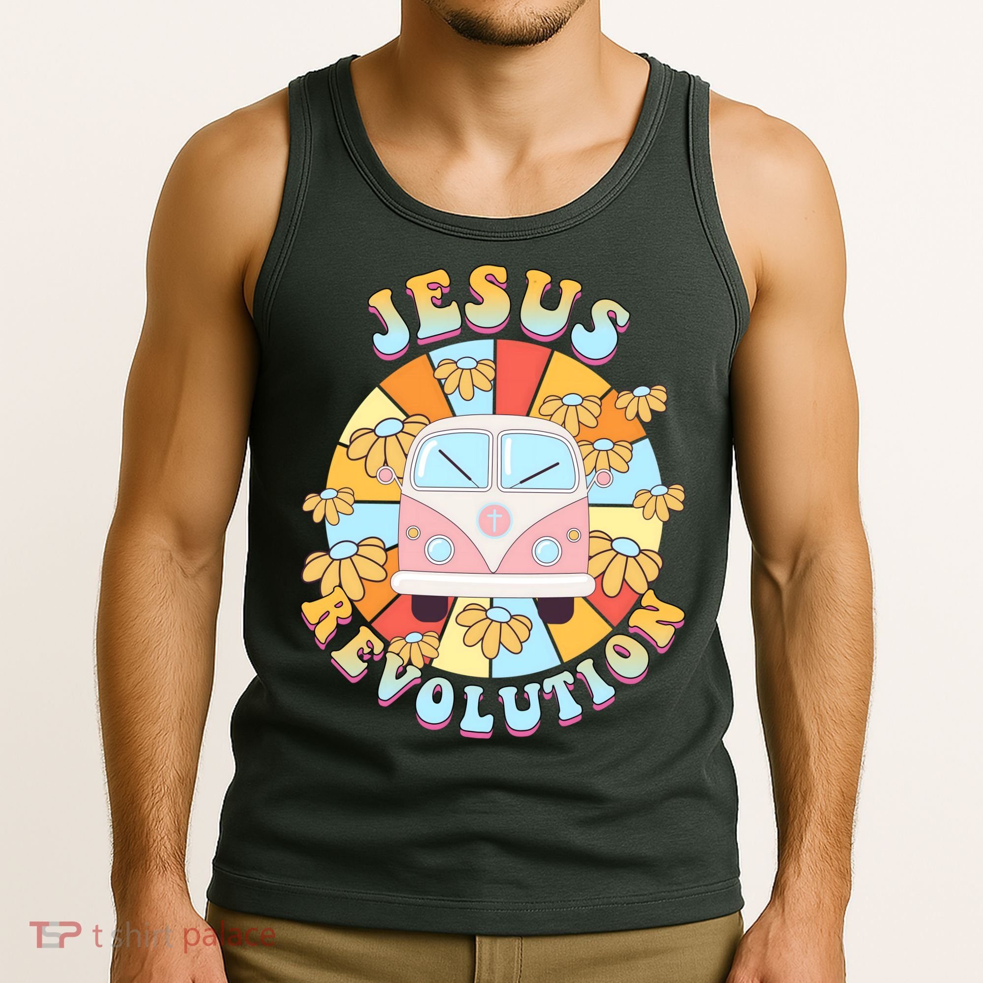 Jesus Revolution Retro Floral Hippie Tank Top