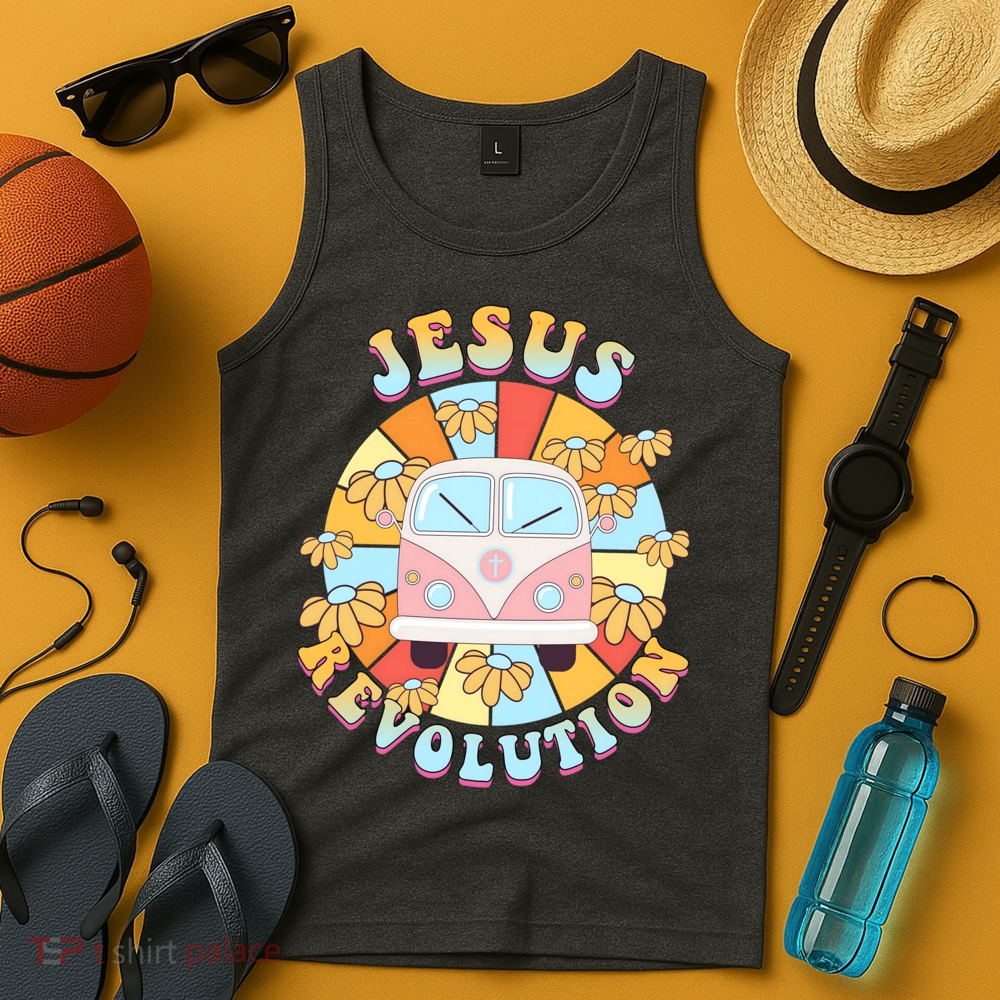 Jesus Revolution Retro Floral Hippie Tank Top