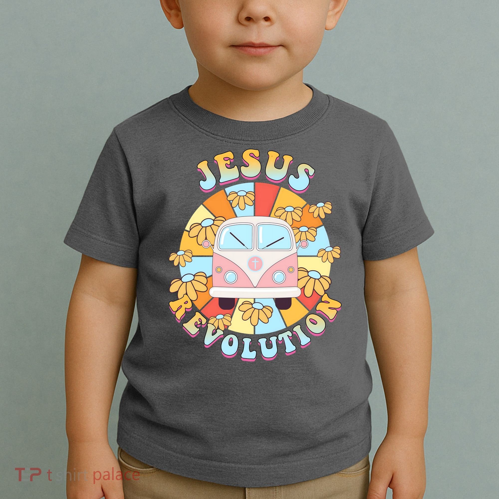 Jesus Revolution Retro Floral Hippie Toddler T-Shirt