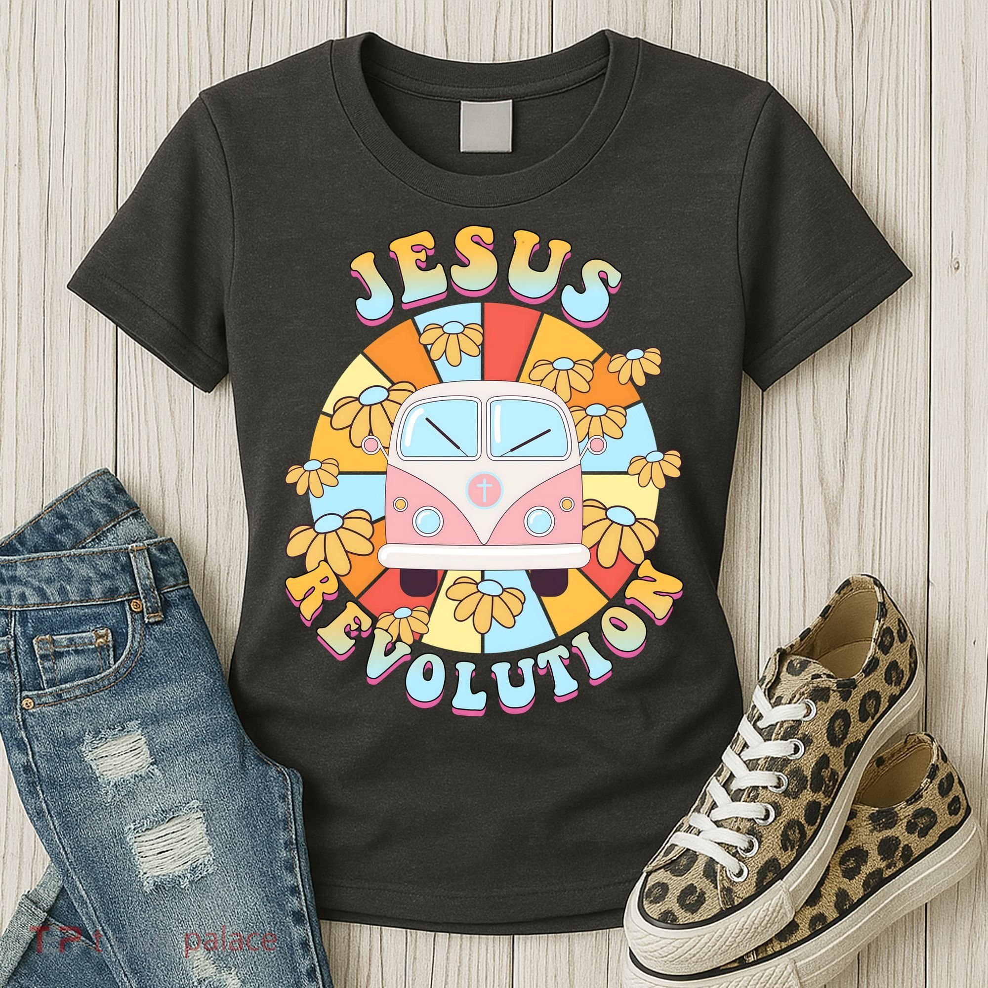 Jesus Revolution Retro Floral Hippie Women's T-Shirt