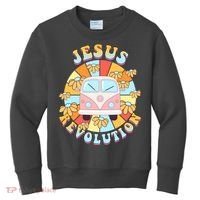 Jesus Revolution Retro Floral Hippie Kids Sweatshirt thumb 0
