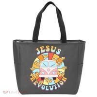 Jesus Revolution Retro Floral Hippie Tote Bag thumb 0