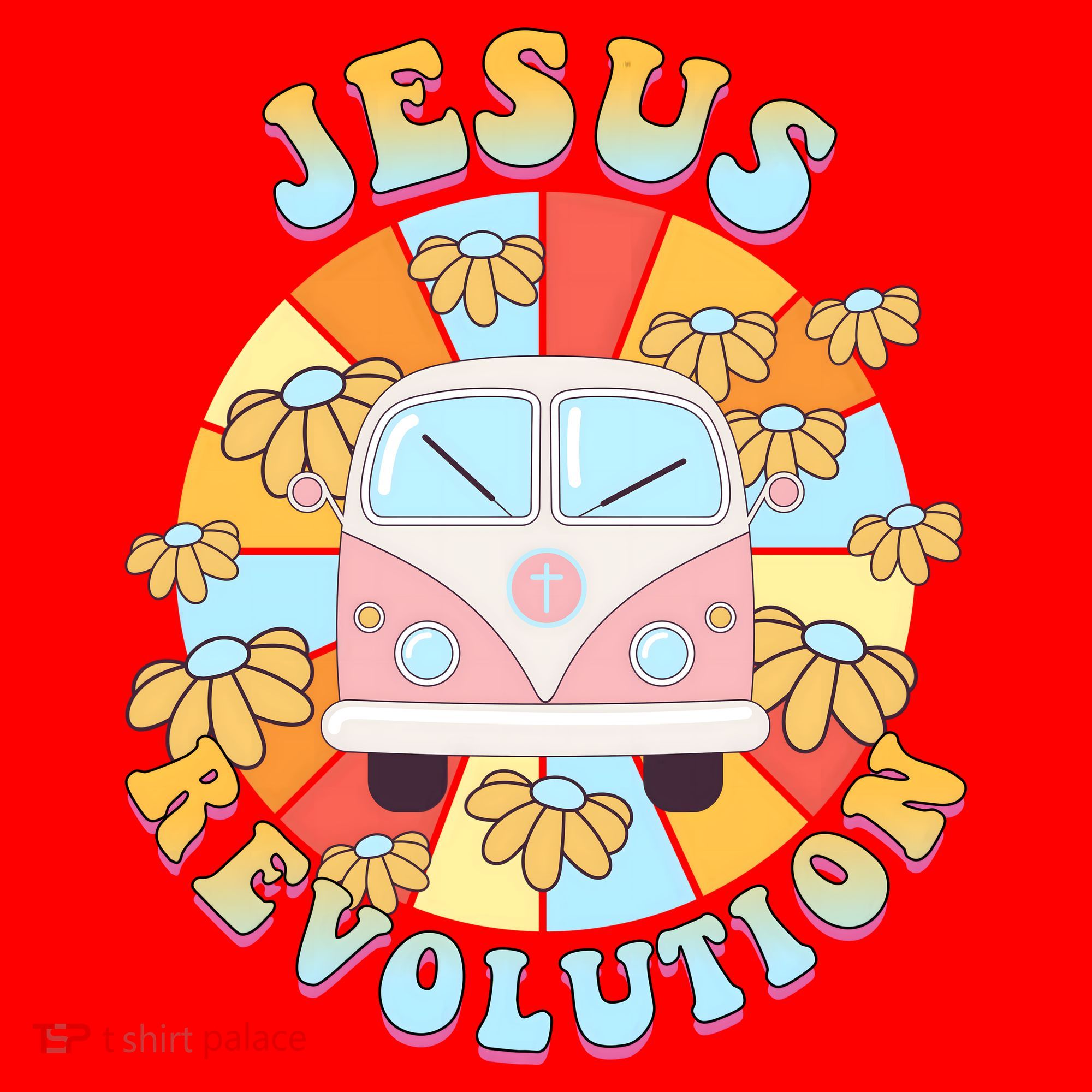 Jesus Revolution Retro Floral Hippie Santa Hat