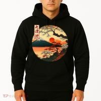 Japanese Red Sunset And Mountain Fuji Kanji Hoodie thumb 2
