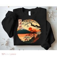 Japanese Red Sunset And Mountain Fuji Kanji Sweatshirt thumb 2
