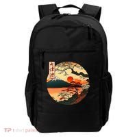 Japanese Red Sunset And Mountain Fuji Kanji Backpack thumb 0