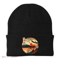 Japanese Red Sunset And Mountain Fuji Kanji Beanie thumb 0