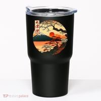 Japanese Red Sunset And Mountain Fuji Kanji Tumbler thumb 0