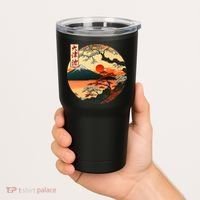 Japanese Red Sunset And Mountain Fuji Kanji Tumbler thumb 2