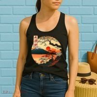 Japanese Red Sunset And Mountain Fuji Kanji Women's Tank Top thumb 2