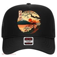 Japanese Red Sunset And Mountain Fuji Kanji Hat thumb 0