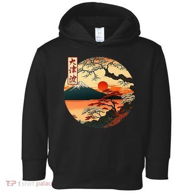 Japanese Red Sunset And Mountain Fuji Kanji Toddler Hoodie