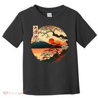 Japanese Red Sunset And Mountain Fuji Kanji Toddler T-Shirt thumb 0