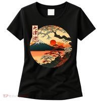 Japanese Red Sunset And Mountain Fuji Kanji Women's T-Shirt thumb 0