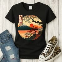Japanese Red Sunset And Mountain Fuji Kanji Women's T-Shirt thumb 3