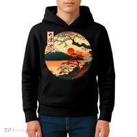 Japanese Red Sunset And Mountain Fuji Kanji Kids Hoodie thumb 4