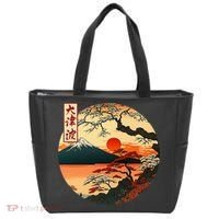 Japanese Red Sunset And Mountain Fuji Kanji Tote Bag thumb 0