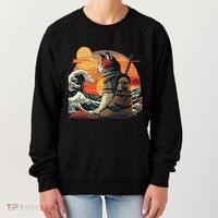 Japanese Retro Samurai Cat The Great Wave By Hokusai Women's Sweatshirt thumb 0