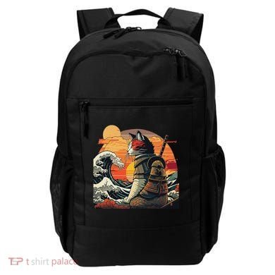 Japanese Retro Samurai Cat The Great Wave By Hokusai Backpack