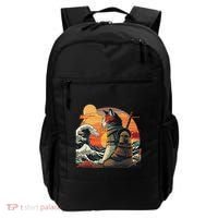 Japanese Retro Samurai Cat The Great Wave By Hokusai Backpack thumb 0