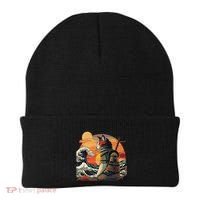 Japanese Retro Samurai Cat The Great Wave By Hokusai Beanie thumb 0