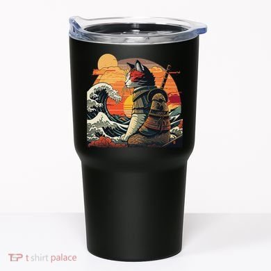 Japanese Retro Samurai Cat The Great Wave By Hokusai Tumbler