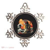 Japanese Retro Samurai Cat The Great Wave By Hokusai Ornament thumb 0