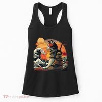Japanese Retro Samurai Cat The Great Wave By Hokusai Women's Tank Top thumb 0