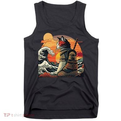 Japanese Retro Samurai Cat The Great Wave By Hokusai Tank Top