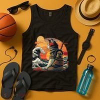 Japanese Retro Samurai Cat The Great Wave By Hokusai Tank Top thumb 4