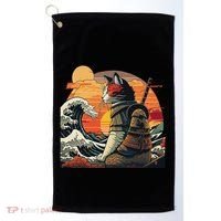 Japanese Retro Samurai Cat The Great Wave By Hokusai Golf Towel thumb 0