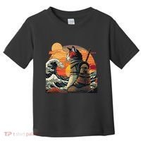 Japanese Retro Samurai Cat The Great Wave By Hokusai Toddler T-Shirt thumb 0