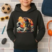 Japanese Retro Samurai Cat The Great Wave By Hokusai Kids Hoodie thumb 2