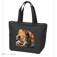Japanese Retro Samurai Cat The Great Wave By Hokusai Tote Bag thumb 3