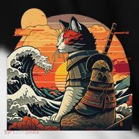 Japanese Retro Samurai Cat The Great Wave By Hokusai Toddler Fine Jersey T-Shirt thumb 2