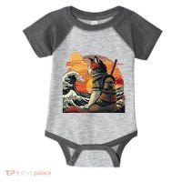 Japanese Retro Samurai Cat The Great Wave By Hokusai Infant Baby Jersey Bodysuit thumb 0
