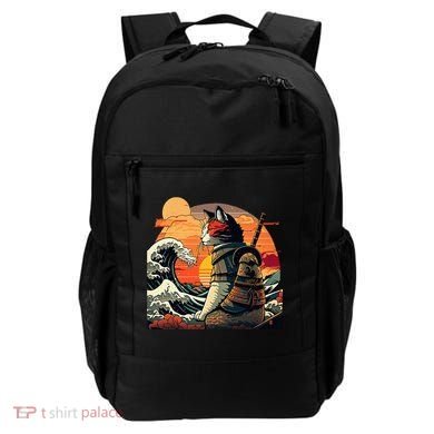 Japanese Retro Samurai Cat The Great Wave By Hokusai Backpack