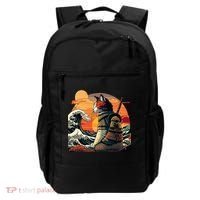 Japanese Retro Samurai Cat The Great Wave By Hokusai Backpack thumb 0