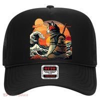 Japanese Retro Samurai Cat The Great Wave By Hokusai Hat thumb 0