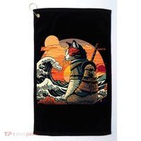 Japanese Retro Samurai Cat The Great Wave By Hokusai Golf Towel thumb 0