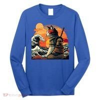 Japanese Retro Samurai Cat The Great Wave By Hokusai Long Sleeve Shirt thumb 0
